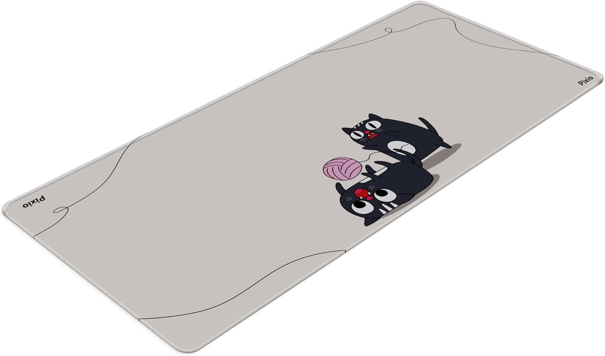 Pixio Mouse Pads - 36 x 16 inch XXL Playful Cats (Center) Beige Multifunctional Large Desk Mats for Gaming, Office, Desktop Anti-Slip Waterproof Washable Computer Mouse Mat - Image 6