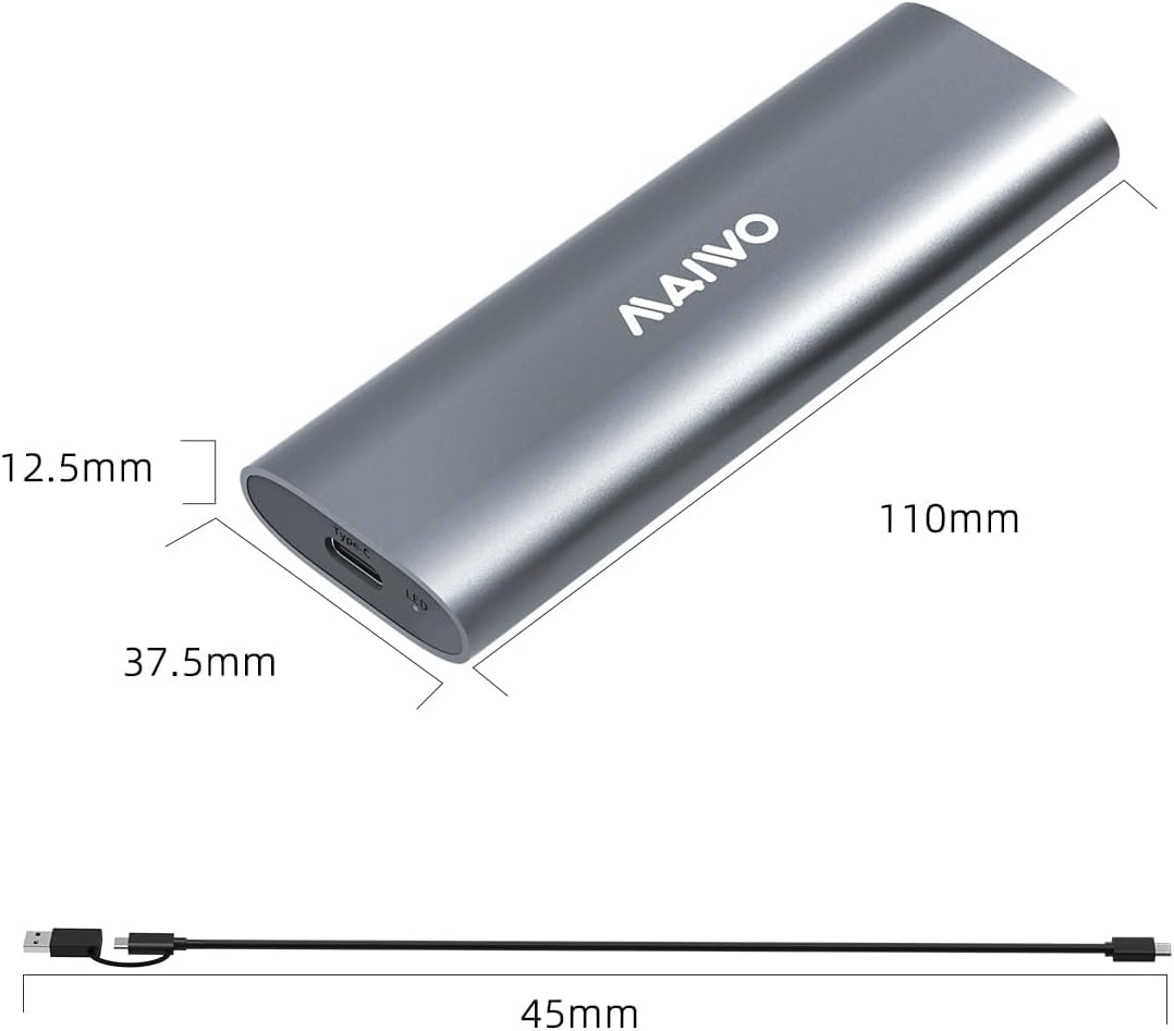 MAIWO M.2 NVMe SSD Enclosure, USB 3.1 GEN2 10Gbps Tool Free USB C to M.2 NVMe SSD Adapter Reader Case, Support UASP Trim, 8TB Capacity, Aluminum - Image 7