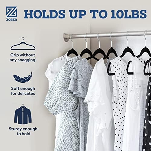 Zober Black Velvet Hangers 50 Pack, Slim Non Slip Clothes Hangers | Slim velvet hangers with pants bar, felt hangers, flocked hangers, non slip hangers, coat hangers for suits, shirt hangers - Image 4