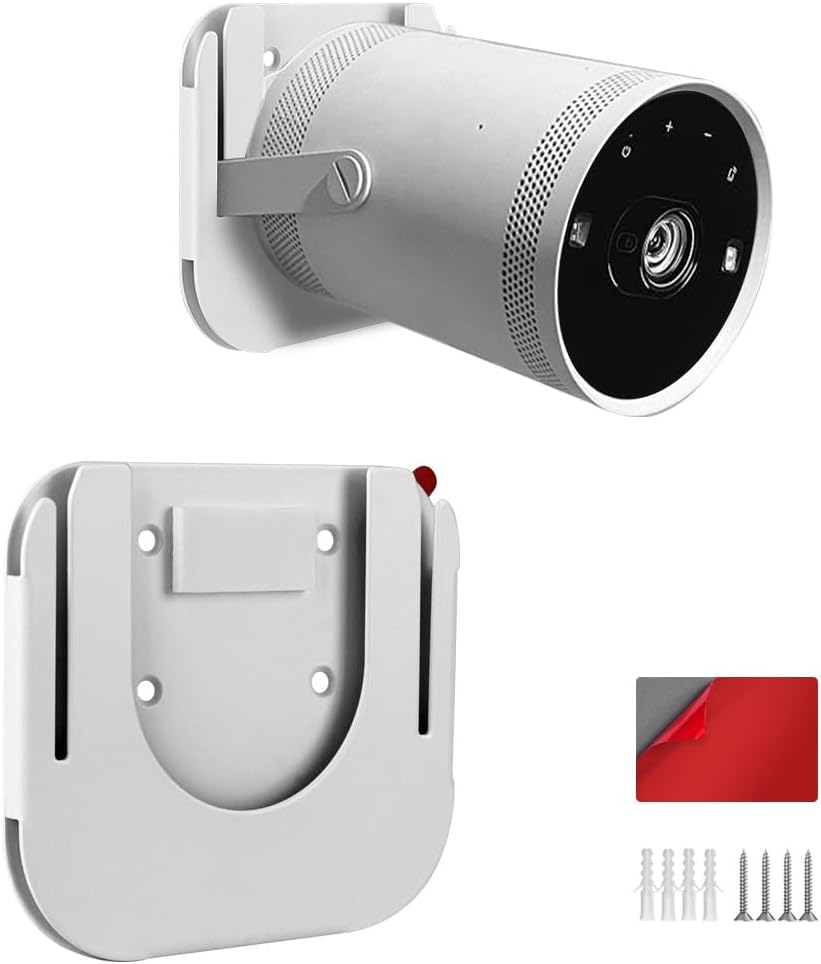 Drill Free Wall Mount Compatible with Samsung Freestyle Projector Ceiling Mount, Freestyle 2 Accessories Steel Wall Mount Shelf (White) by Chanvoo