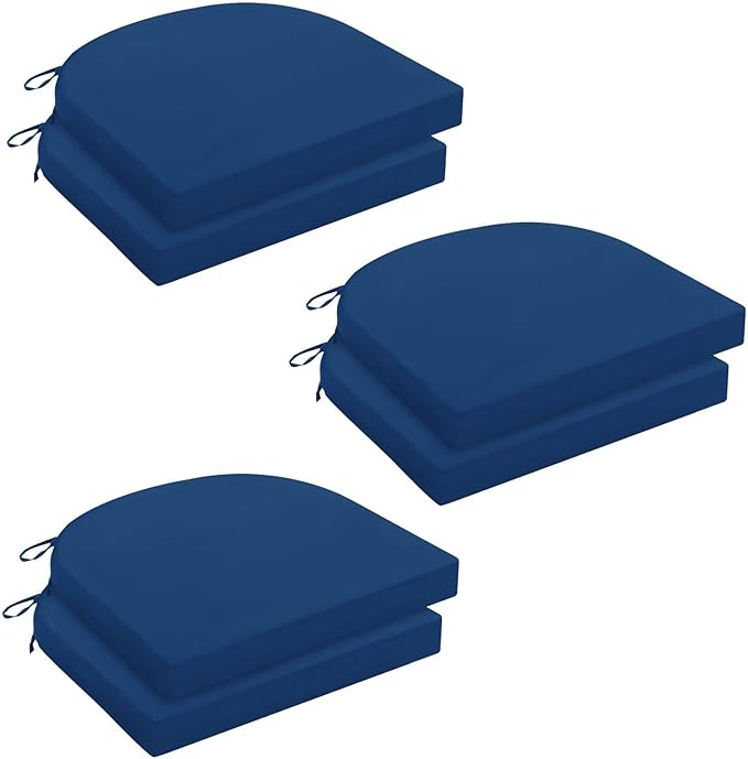HARBOREST Outdoor Chair Cushions Set of 6, Water Resistant Patio Chair Cushions with Ties, Outdoor Seat Cushions for Patio Furniture, 17"x16"x2", Royal Blue by HARBOREST