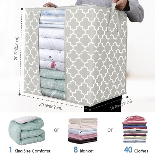 Storage Bags 6 Pack 100L Clothes Organization and Storage Containers | Large Blanket for Comforters,Bedding, Foldable Organizer with Reinforced Handle, Clear Window, Sturdy Zippers - Image 3