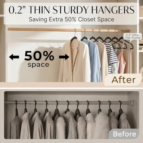 SMARTOR Plastic Hangers 20 Pack - Thin Hangers for Space Saving - Black | Heavy Duty for 11 LBS, 360 Swivel Hooks, Non Slip Notches for Camisole, 0.2" Thin for Small Closet, Durable and Flexible - Image 2