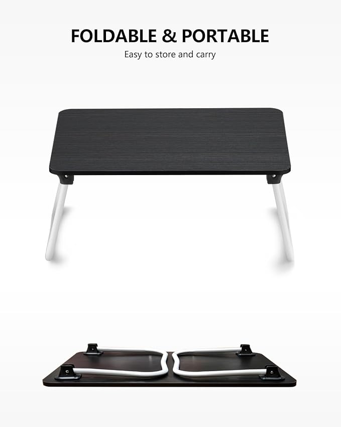 ZEAPTAC Laptop Bed Desk, Foldable Lap Desk, Portable Laptop Stand, Lightweight & Mini Table for Breakfast/Picnic/Drawing/Couch/Floor - Black - Image 4