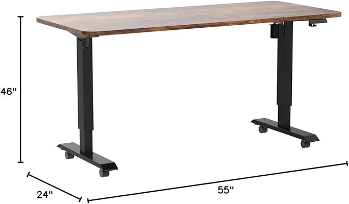 Monomi Electric Standing Desk 55"x24"Height Adjustable Sit Stand Up Desk | Ergonomic Home Office Computer Workstation with 178LBS Load Capacity & Quiet Motor, Two-Piece Desktop, Rustic Brown - Image 3