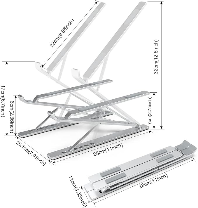 Laptop Stand Adjustable Portable Aluminum for 10" - 17" Laptop Tablet - Image 3