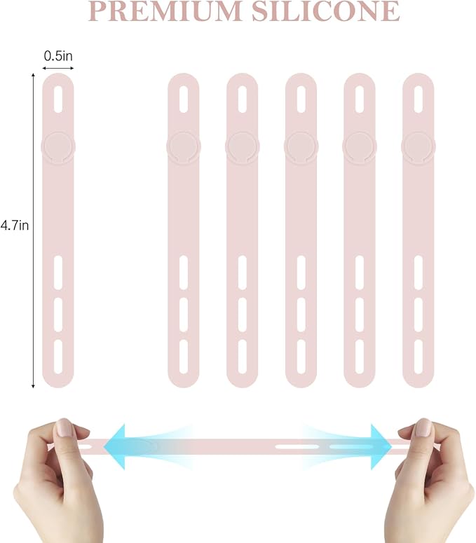 Donruby 30Pcs Silicone Cable Ties, Reusable Cord Organizer Straps, Pink | Adjustable, Multipurpose, 4.7" High-Elasticity Cord Wraps for Bundling Electronics, Home Office School Essentials - Image 2