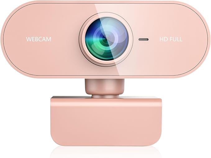 Webcam for pc with Microphone,Full Hd 1080P Pink Streaming Web Cam with Mic for Mac Laptop, Small Computer Camera for Desktop,Cheap Face Cam for Video Conference,Zoom,Microsoft Teams Meet by QMKKX
