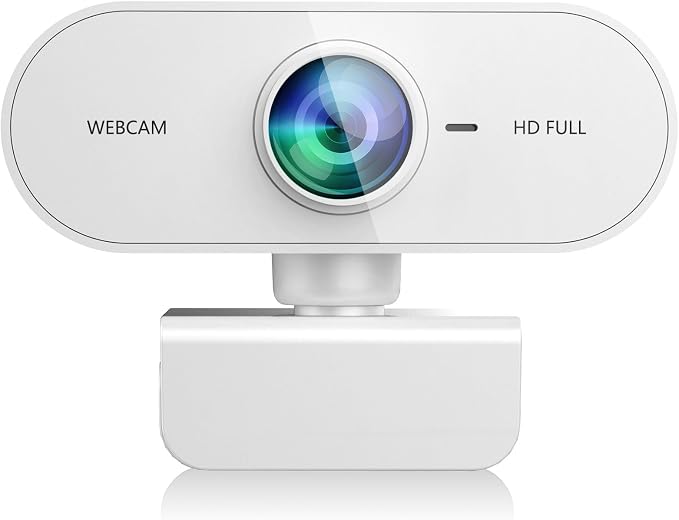 Webcam for pc with Microphone,Full HD 1080P White Streaming Web Cam for Mac Laptop, Mini USB C External Clip Computer Camera for Desktop,Cheap Facecam for Video Conference,Gaming Skype Meeting by QMKKX