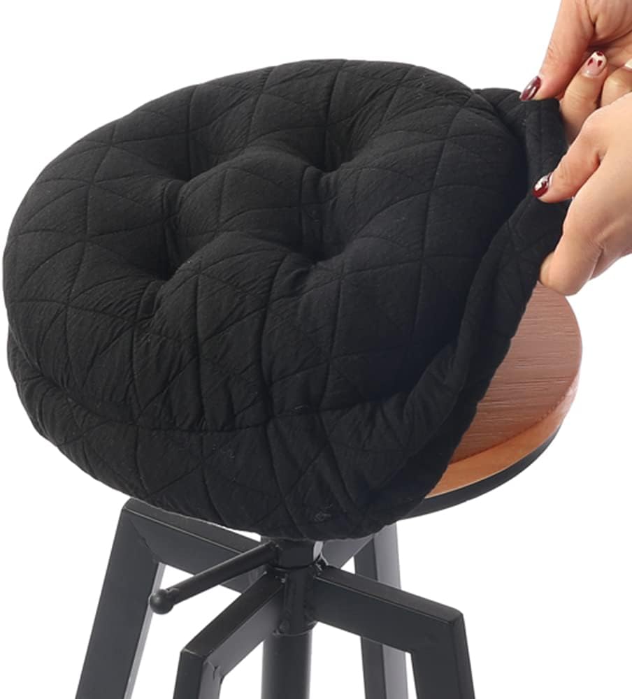 BUYUE Round Bar Stool Seat Cushion, Dia.12 Luxury Fashion Jacquard with Anti-Skid Silicone Bar Stool Cushion Padded (Black, S,1 Count) by BUYUE