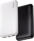 Miady 2-Pack Portable Charger, Slim 10000mAh Power Bank Travel Battery Pack | Dual USB丨3 Outputs 2 Inputs丨for Backpack Travel Camping丨Slim丨Compatible with iPhone Android etc丨Flight-Safe丨37Wh丨Black+White by Miady