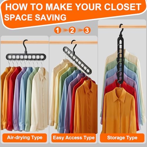 Closet Organizers and Storage,College Dorm Room Essentials Magic Hangers | 6 Pack Multifunctional Multi-Color Organizer Smart Space Saving Hangers with 9 Holes Storage Organization for Wardrobe Closet - Image 5