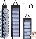 DHSFKBE Legging Organizer Storage, T-Shirt Organizer, Foldable Hanging Closet Organizer, Hanging Clothes Organizer with 16 Roll Compartments for Yoga Clothes, Shirt (Black) by DHSFKBE