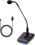 Movo GM-7 Professional 18-inch Gooseneck Microphone and USB Interface Base with RGB Lights, Gain, Mute - Podium Microphone with Stand for Streaming, Meetings, Lectures - USB Mic for Mac and PC by Movo