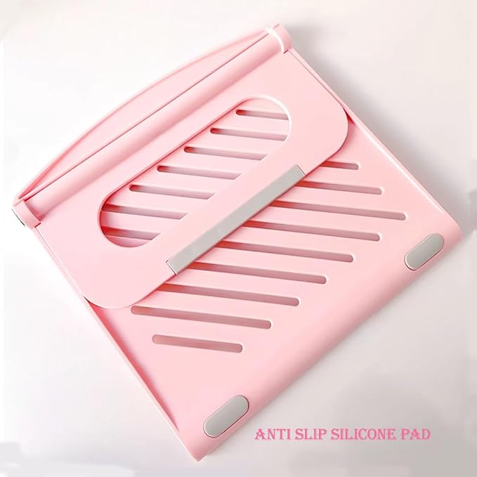 Laptop Stand for Desk Stable Foldable Adjustable Multi-Angle Desktop Holder | Computer Ventilated Lapdesks Riser for Mackbook, Lenovo, Dell, iPad, HP - Within 17' (pink) - Image 3