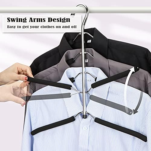 Hangers Space Saving Clothes Hanger 2 Packs | Non Slip Padded Coat Hanger 5 Layers Heavy Duty Stainless Steel Sweater Shirt Hanger Closet Storage Organizer - Image 4