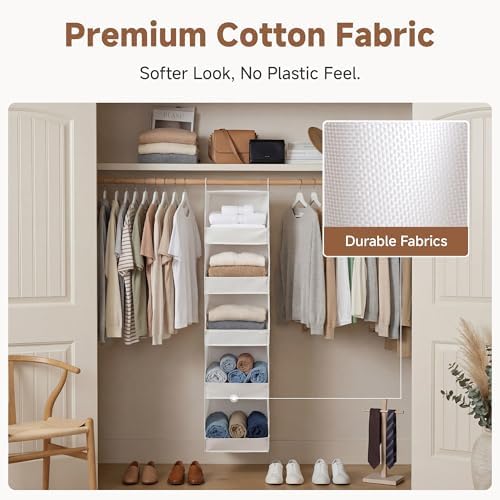 StorageWorks Basics Hanging Closet Organizer, Foldable Storage Organizer | 5-Shelf Wide Trapezoid Closet Shelves with Reinforced Anti-Sagging Support for Sweaters, Hoodies and Handbags, Beige - Image 5