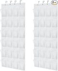 GORILLA GRIP Over the Door Shoe Organizer, 24 Large Pockets, White 2 Pack | Breathable Mesh Pocket, Space Saving Hanging Storage Holder, Closet Rack Hanger for Shoes, Pantry and Bathroom Accessories by Unknown