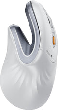 ProtoArc EM11 NL Wireless Ergonomic Vertical Mouse, White | 58° vertical design supports a natural wrist posture; connect 3 devices via Bluetooth/2.4G USB-A; 500mAh USB-C rechargeable. by ProtoArc