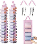DHSFKBE Legging Organizer Storage, 2PCS T Shirt Organizer, Foldable Hanging Closet Organizer Storage with 26 Roll Independent Compartments for Yoga Pants, Tank Top, Towel, Underwear (Pink) by DHSFKBE