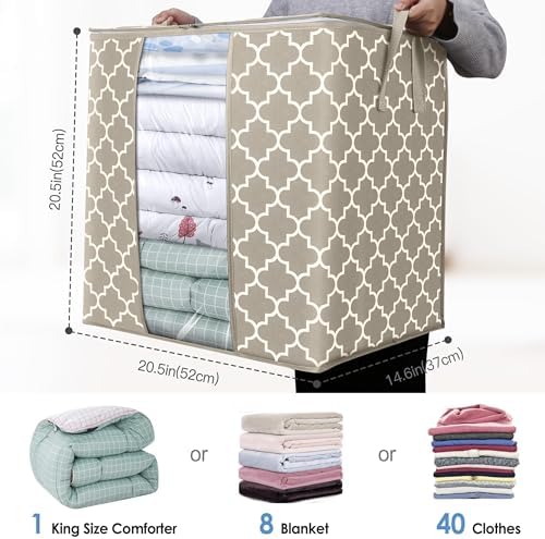 Storage Bags 6 Pack 100L Clothes Organization and Storage Containers | Large Blanket for Comforters,Bedding, Foldable Organizer with Reinforced Handle, Clear Window, Sturdy Zippers - Image 3