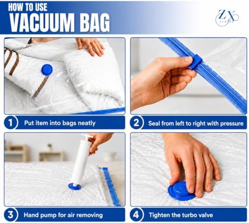 Vacuum Storage Seal Bags-Jumbo Vacuum Packing Bags with Pump for Travel, Clothes, Bedding & Blankets-Reusable Compression Travel Vacuum Bag Set | Space Saver Bags (9XL) - Image 3