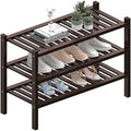 ROMGUAR CRAFT 3 Tier (Thick) Bamboo Shoe Rack for Closet Free Standing Wood Shoe Shelf for Entryway Small Space Stackable 27"x12"x21" (Black Brown) by ROMGUAR+CRAFT