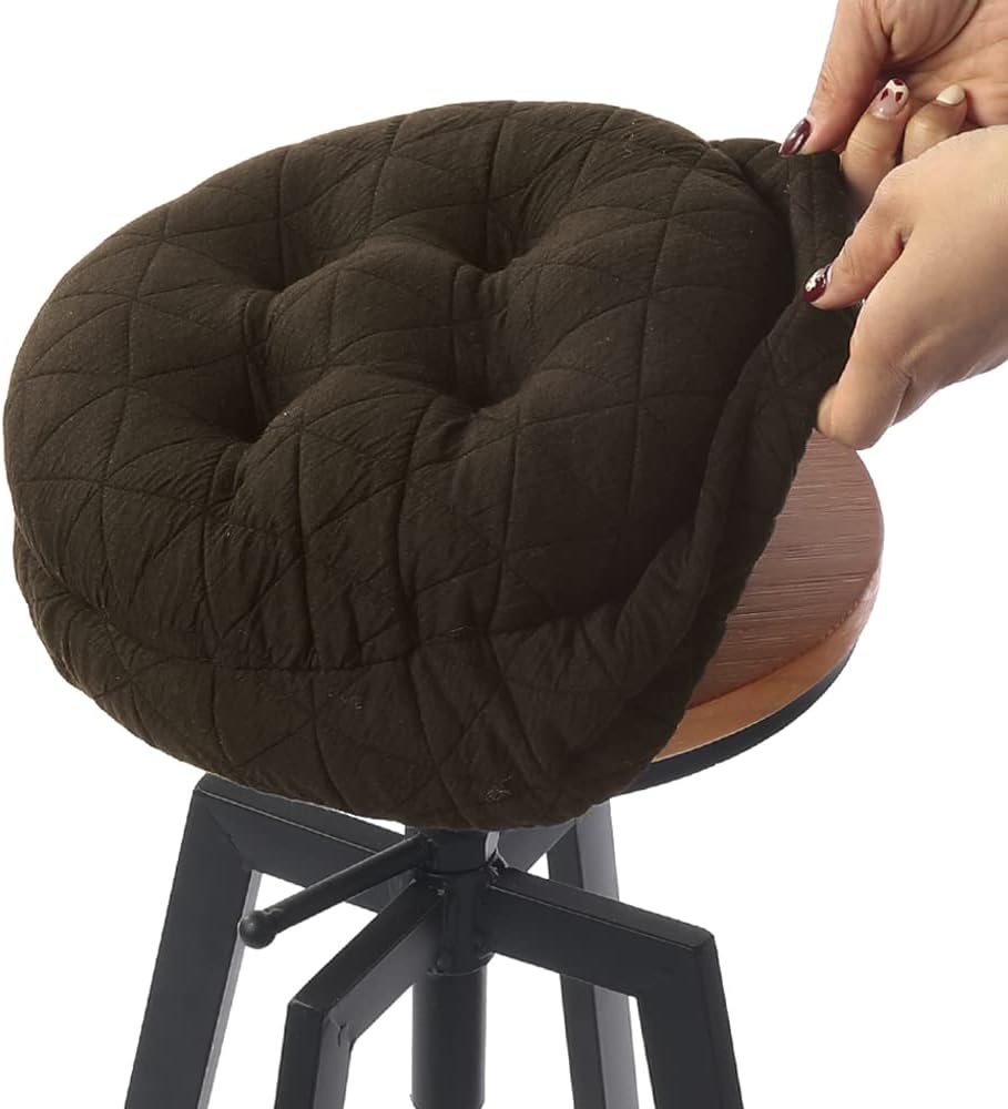 BUYUE Round Bar Stool Seat Cushion, Dia.12 Luxury Fashion Jacquard with Anti-Skid Silicone Bar Stool Cushion Padded (Brown, S,1 Count) by BUYUE
