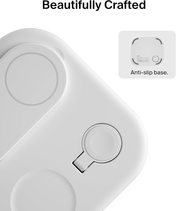 Belkin Qi2 Magnetic Wireless Charging Station, 3 in 1 Foldable Charger | MagSafe compatible, Apple Watch, AirPods, Qi2 certified, wireless charging station, travel stand - Image 8