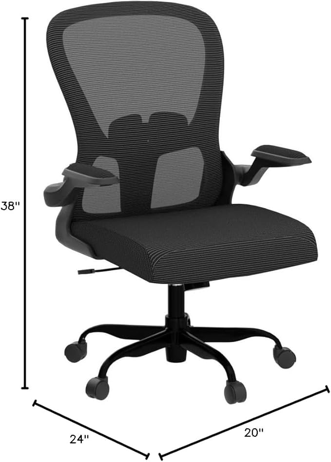 Ergonomic Office Chair, Comfort Swivel Home Office Task Chair, Breathable Mesh Desk Chair, Lumbar Support Computer Chair with Flip-up Arms and Adjustable Height - Image 2