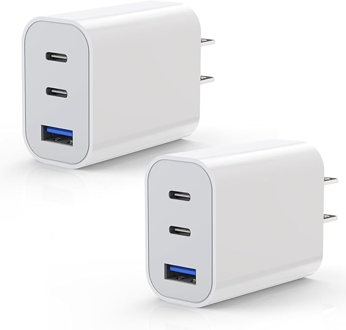 iPhone 17 Charger Block,[2Pack]3-Port Fast USB C Charger Block 35W Charging | Dual Port Block PD Fast Power Adapter + QC Wall Plug Multiport USBC Wall Charge for iPhone 17/17 Pro/17Air/16/16 Plus/15,iPad by Unknown