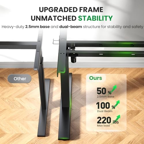 Black 60x28 in Electric Standing Desk, 1 Inch Thick Tabletop - Image 2