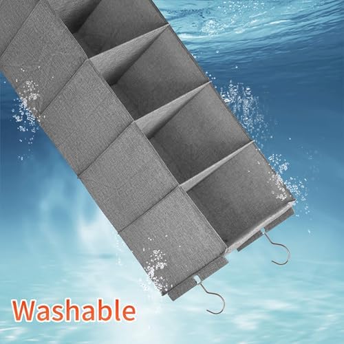 Large Hanging Sweater Organizer for Closet,Collapsible 6-Shelf Hanging Closet Shelves with Drawers, Washable (Grey-6 Shelf-2 d) - Image 6
