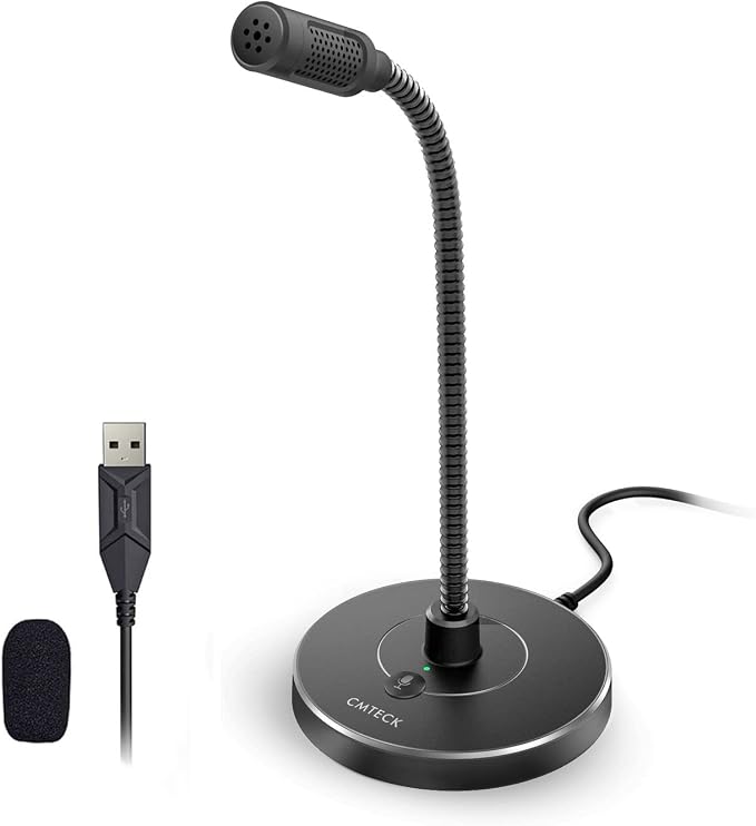 CMTECK USB Computer Microphone G009, Noise-Cancelling Recording Desktop Mic for PC/Laptop for Online Chatting, Home Studio, Podcasting, Gaming, Skype, YouTube with Mute Function(Windows/Mac) | Built-in pop filter and metal base. 360° adjustable neck, m... by CMTECK