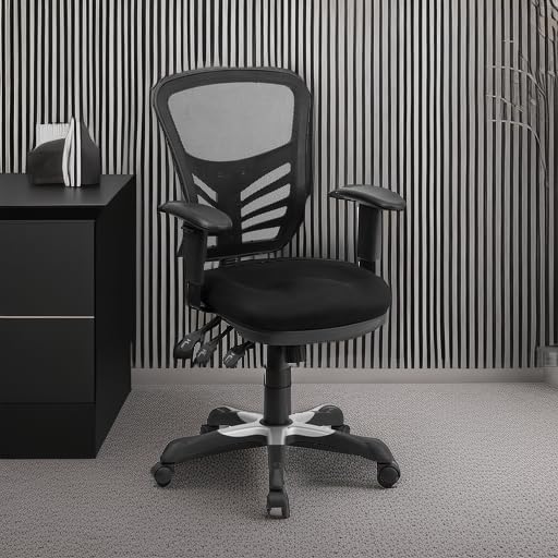 Flash Furniture Mid-Back Black Mesh Multifunction Executive Swivel Ergonomic Office Chair with Adjustable Arms - Image 6