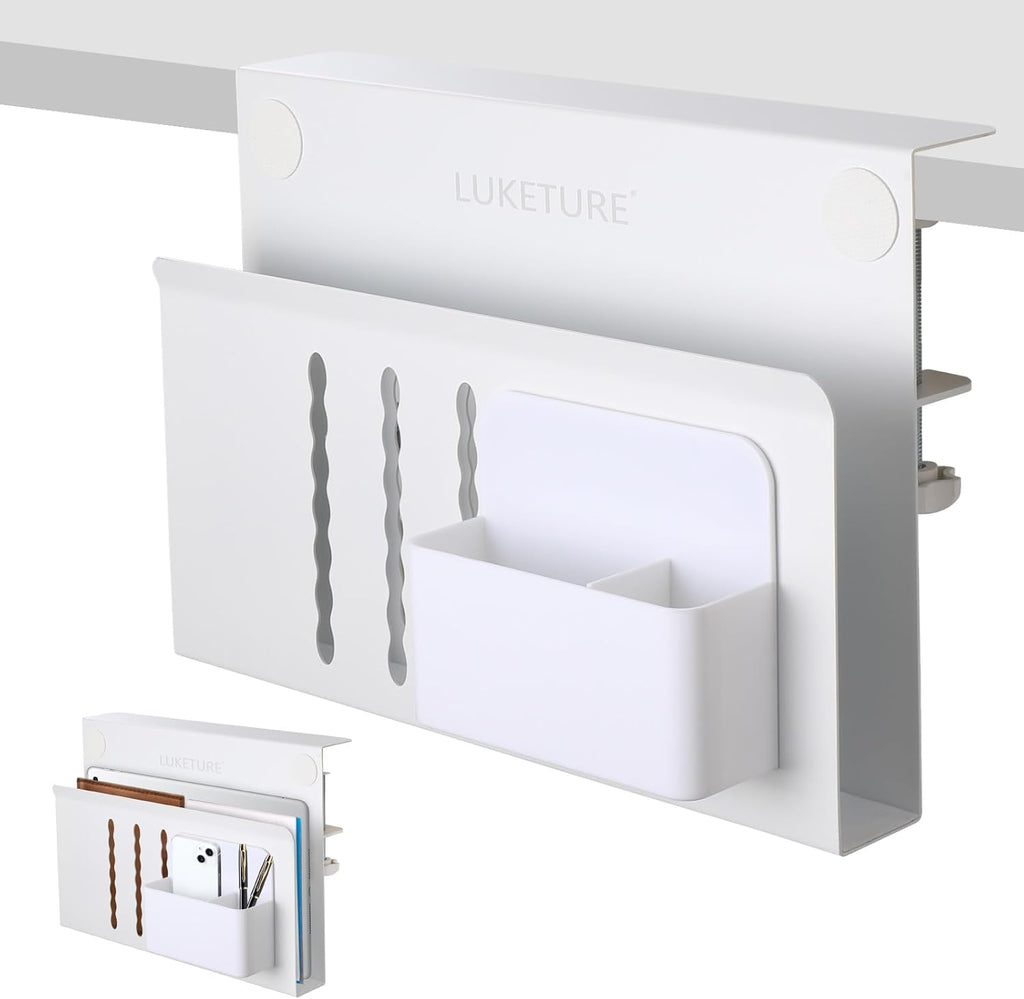 LUKETURE Desk Side Storage, Laptop Holder No Drill Clamp On Organizer by LUKETURE