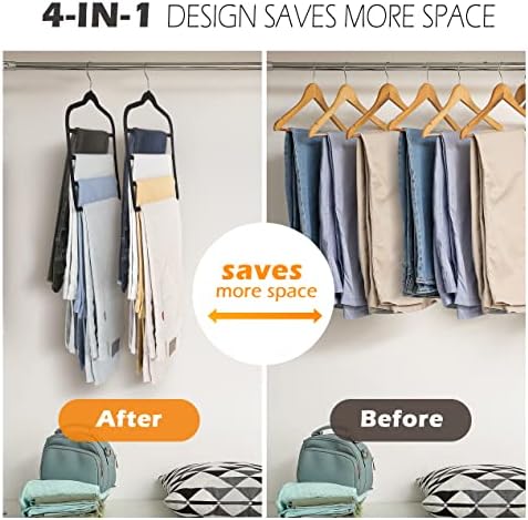 Velvet Pant Clothes Hanger Space Saving Non Slip Hanger Jean Slack Hangers | Multiple Velvet Hanger Closet Organizer Storage and Organization for Jeans,Scarf,Tie(Black, 5) - Image 2