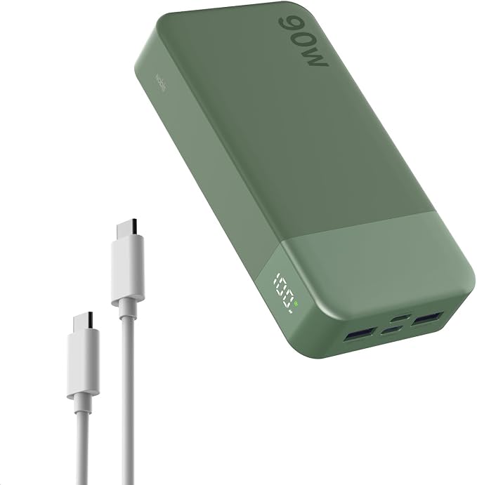 NOBIS Portable Charger 20000mAh 90W Laptop Power Bank | 2C+2A USB-C Fast Charging Battery Pack with LED Display for Laptops, Tablets, Steam Deck & Phones by NobisPowerbank