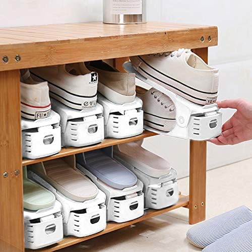 Neprock Shoe Slots Organizer, 20 Pack Adjustable Shoe Rack Stacker Storage Space Saver, Double Deck Shoe Rack Holder for Closet Organization (White) | 50% Space Saver, 4 Adjustable Height, Double Deck, Tool-Free Assembly, Superior Load Bearing, White - Image 5