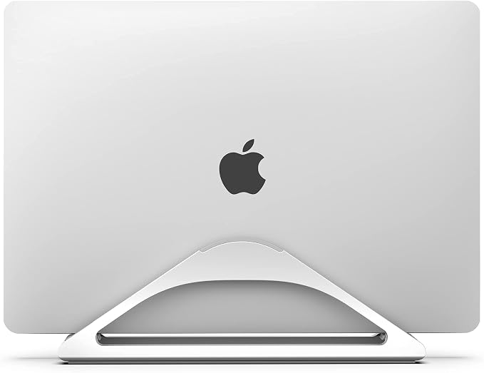 HumanCentric Vertical Laptop Stand for Desks in Silver Color, Adjustable | Upright Adjustable Holder to Dock Apple MacBook Stand, and Other Laptops to Organize Work & Home Office, Automatic Grip - Image 3