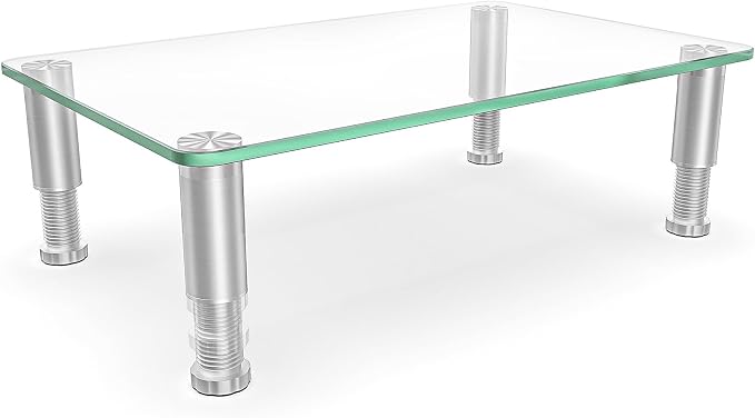 Hemudu Clear Computer Monitor Stand Riser with Height Adjustable Multi Media Desktop Stand for Flat Screen LCD LED, Laptop/Notebook/Xbox One,HD01T-002 by HEMUDU