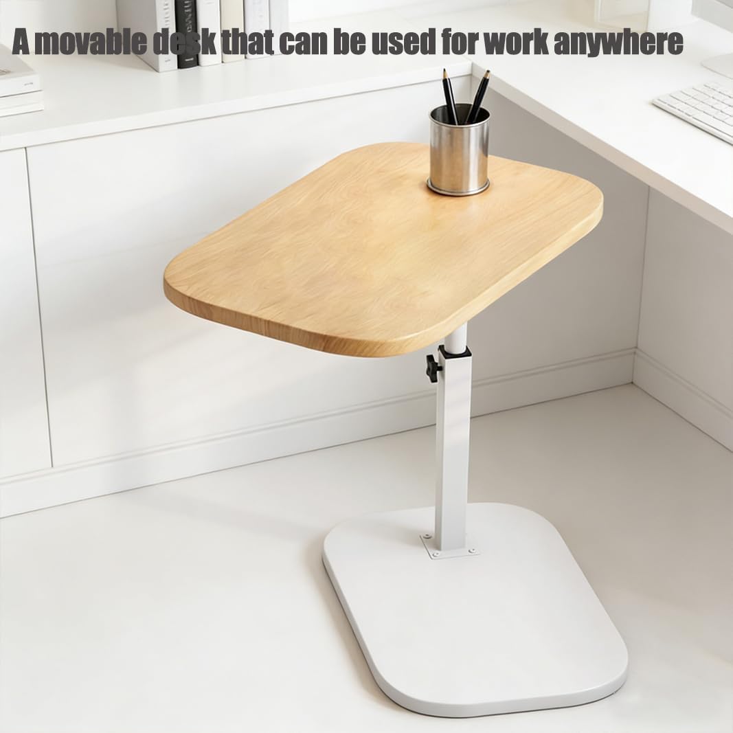 2 Set Pedestal Adjustable c Table for Small Spaces，C Shaped End Table Desktop can Turn 360° and the Height of the Sofa Small TV Tray Table Can be Adjusted for Couch - Image 7