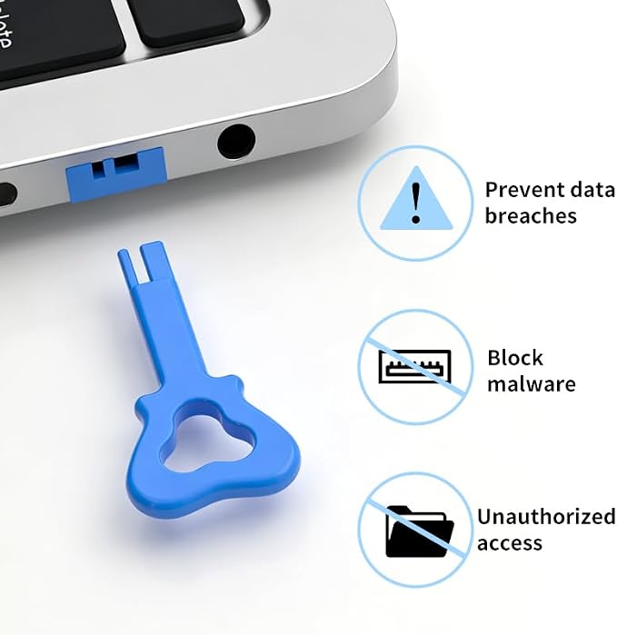 2026 New 10‑Pack USB‑A Color‑Coded Port Security Locks with 1 Key (Blue) - Image 4