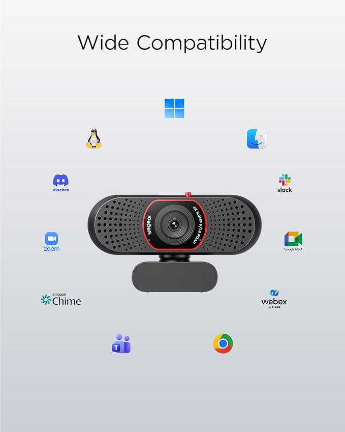 wegear 4K Webcam for PC, USB-A Computer Camera with Sony 1/2.55'' Sensor, 4K@30FPS & 1080P@60FPS, PDAF Autofocus, Dual Noise-Canceling Mics, Privacy Cover, 73° FOV for Meetings, Streaming & Gaming - Image 8