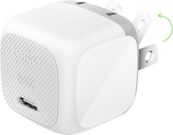 Belkin 20W Compact USB C Charger Block, Fast Charging for Travel | PD 3.1, Travel Charger, iPad, iPhone 17, Samsung Galaxy, Pixel, AirPods, Apple Watch, Nintendo Switch 2, Foldable Prongs by Unknown