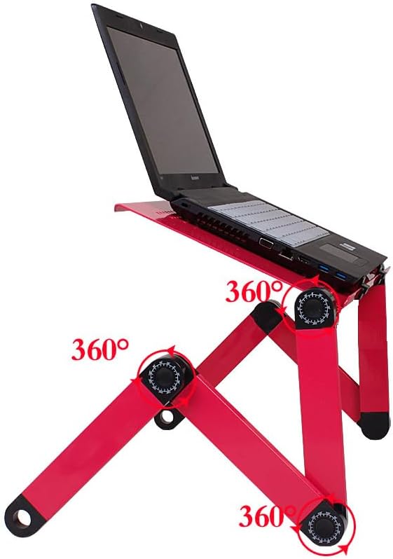 Adjustable Lap Laptop Computer Portable CPU Cooling Fan Ergonomic Vented Table Stand Desk Tray (420 * 260mm with Mouse Pad & Double Fans, Pink) - Image 5