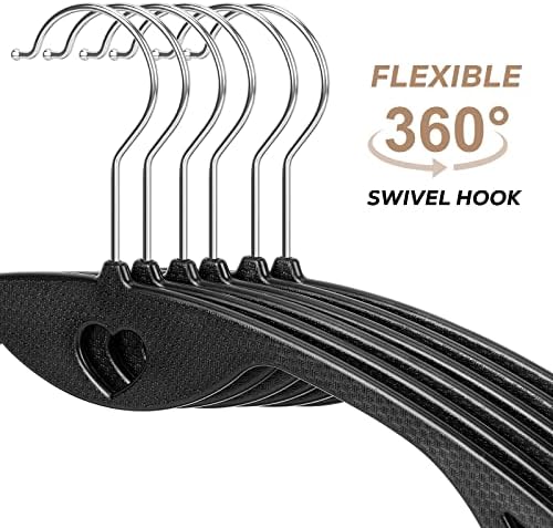 Plastic Hangers Black Clothes Hanger 30 Pack | No Shoulder Bumps, 360°Swivel Hook, Thin, Space Saving for Closet, Fit for Suits Pants Heavy Duty Adult Coat Shirt Dress - Image 4