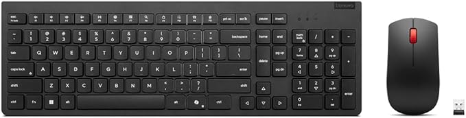 Lenovo Essential Wireless Combo Keyboard & Mouse Gen 2 US English, 2.4 GHz Wireless USB Connection, AES-128 Encryption for the Keyboard, Full-Size Right or Left Hand Optical Sensor Mouse, Black | Includes wireless mouse, nano receiver and batteries for... by LENOVO
