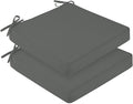 downluxe Waterproof Outdoor Chair Cushions for Patio Furniture, 24" x 24" x 4" Patio Chair Cushion with Non-Slip Ties & Portable Handle, Square Outdoor Cushion with Removable Cover, Dark Grey, 2 Pack by Downluxe
