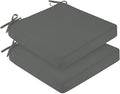 downluxe Waterproof Outdoor Chair Cushions for Patio Furniture, 18" x 18" x 2" Patio Chair Cushion with Non-Slip Ties & Portable Handle, Square Outdoor Cushion with Removable Cover, Dark Grey, 2 Pack by Downluxe